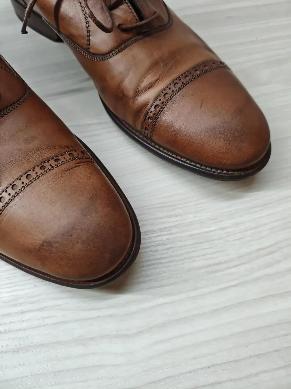 Johnston & Murphy Shoes Mens Size 12M Cap Toe Oxford Dress Handcrafted Made Ital